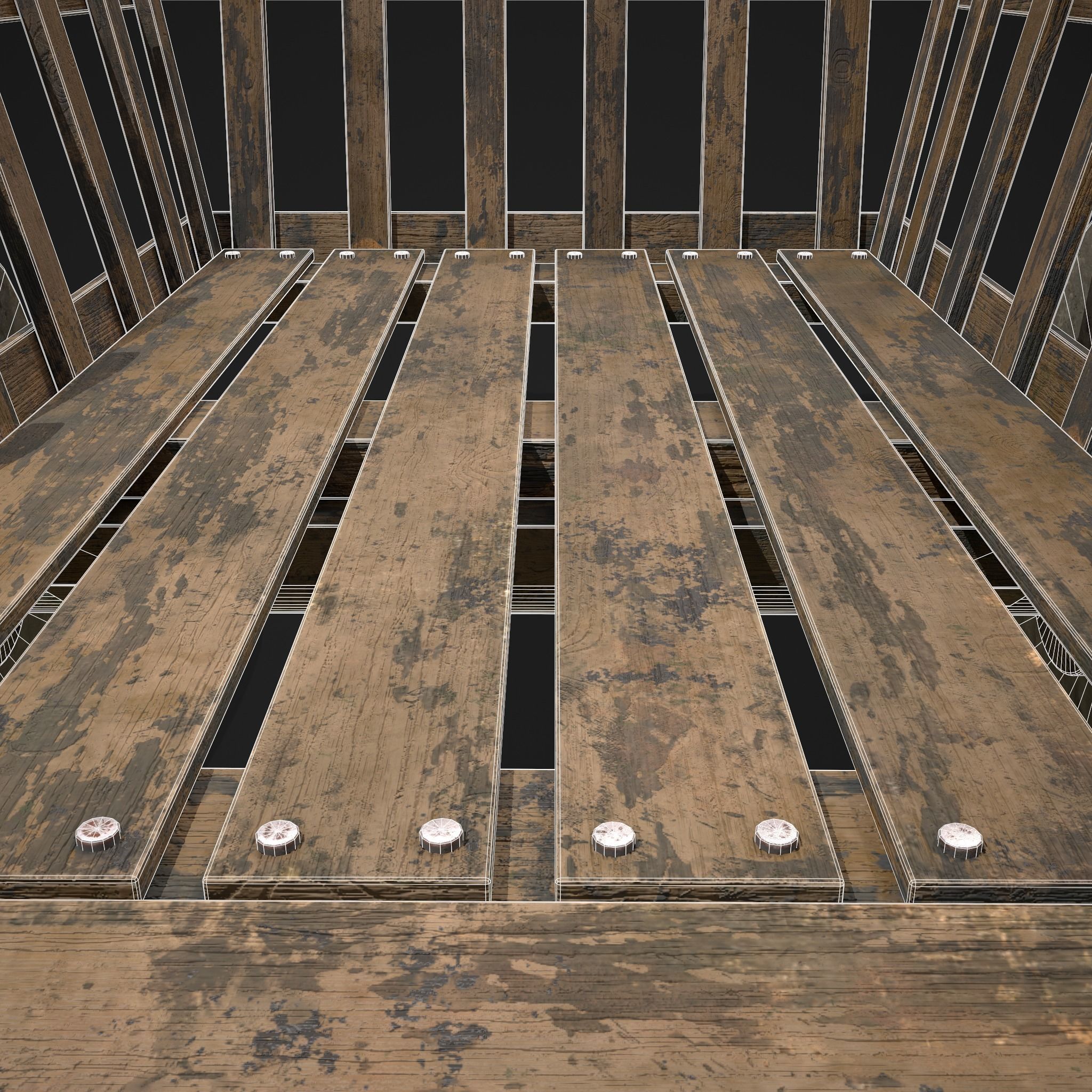 Long Bed Cart Stone Wheeled Low-poly 3D model_14