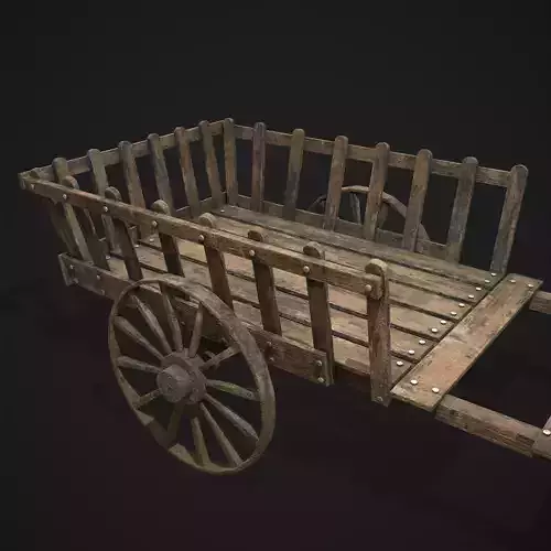 Long Bed Cart Wooden Wheeled