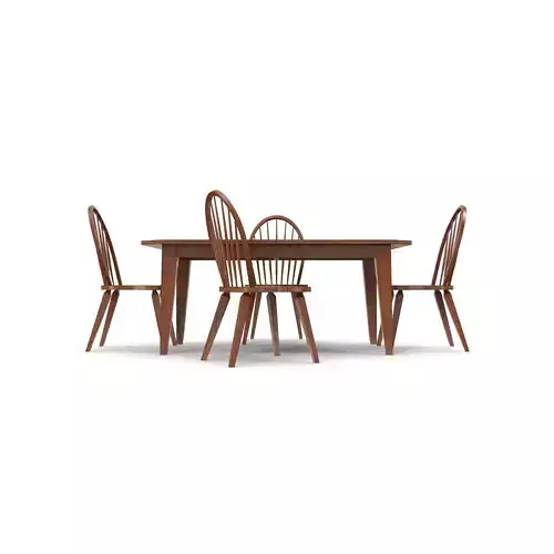 Colebrook 5 pc Dining Set Rustic Oak 3D model