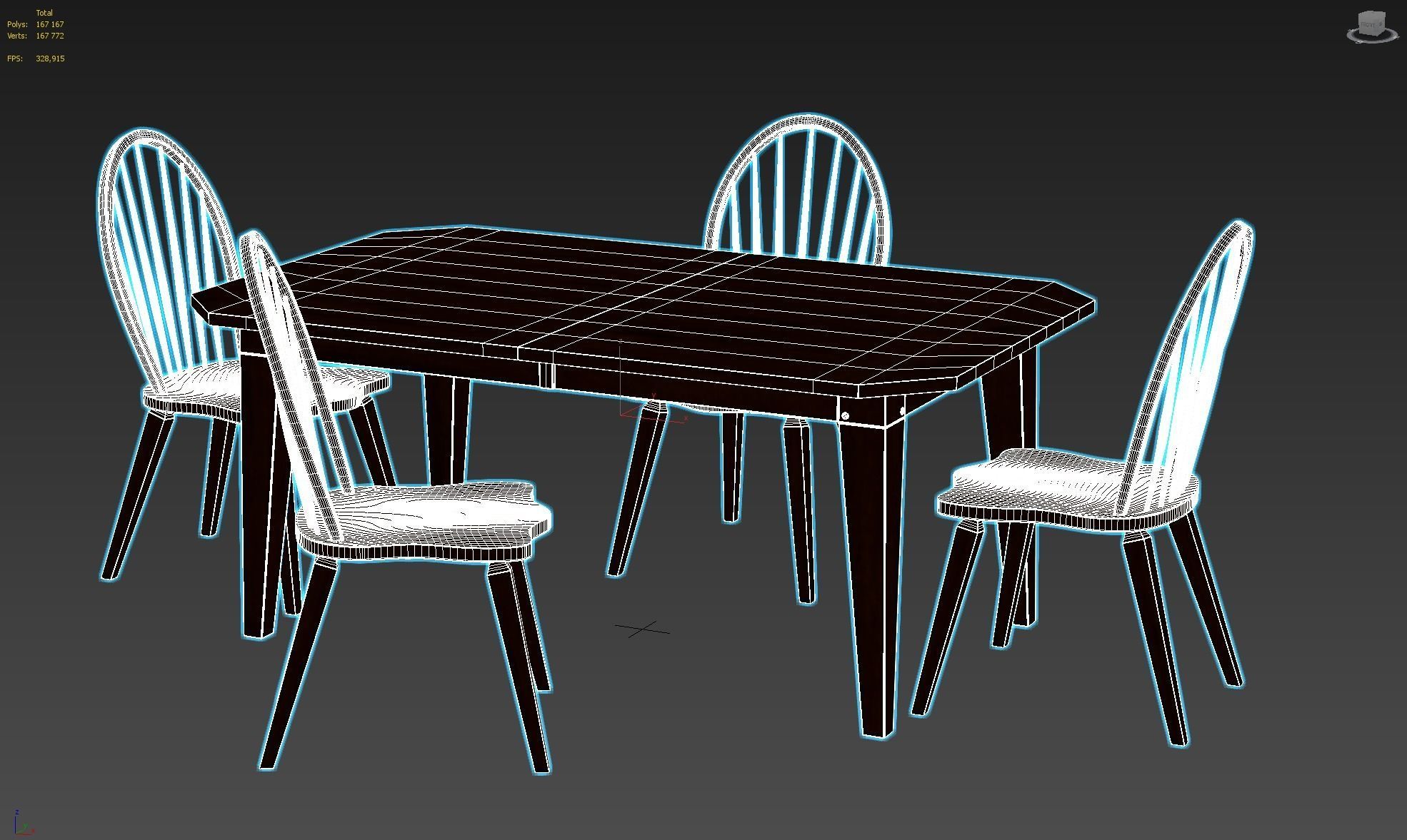 Colebrook 5 pc Dining Set Rustic Oak Free 3D model_8