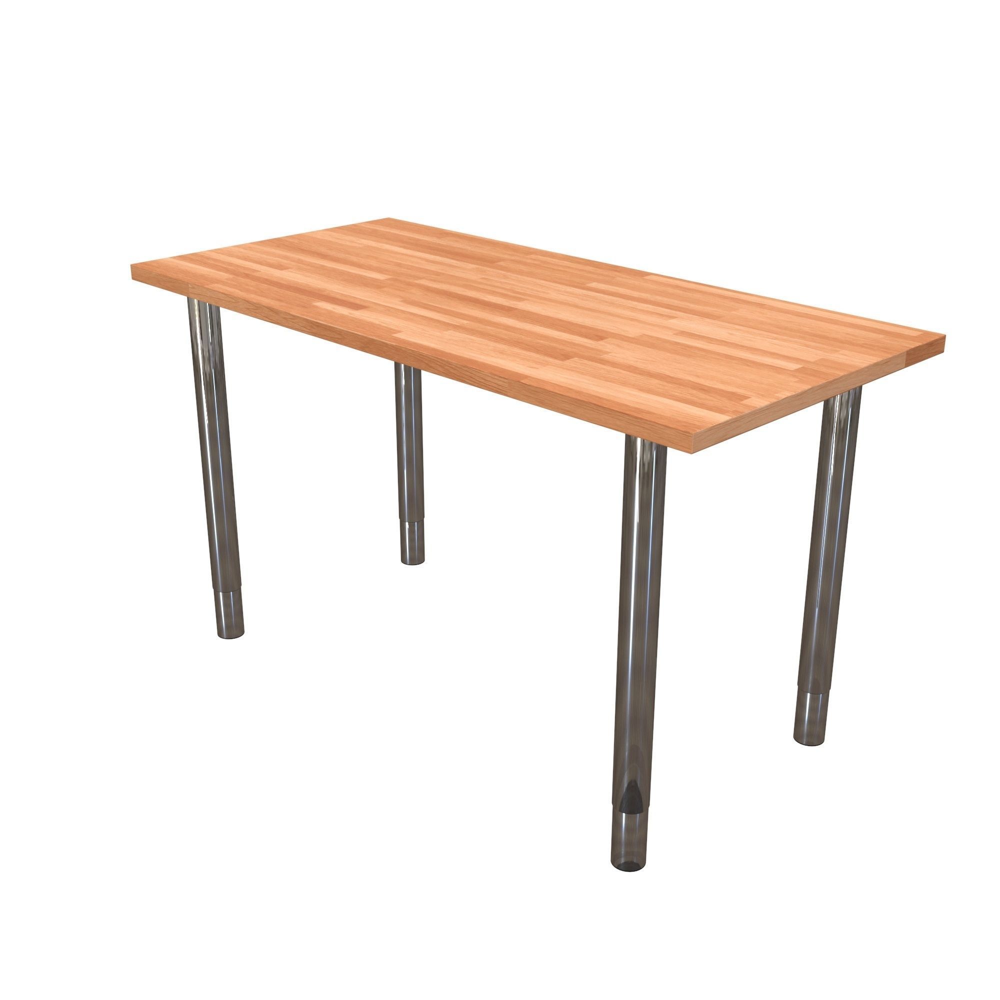 Gerton hickory kitchen table with stainless steel legs Free 3D model_2