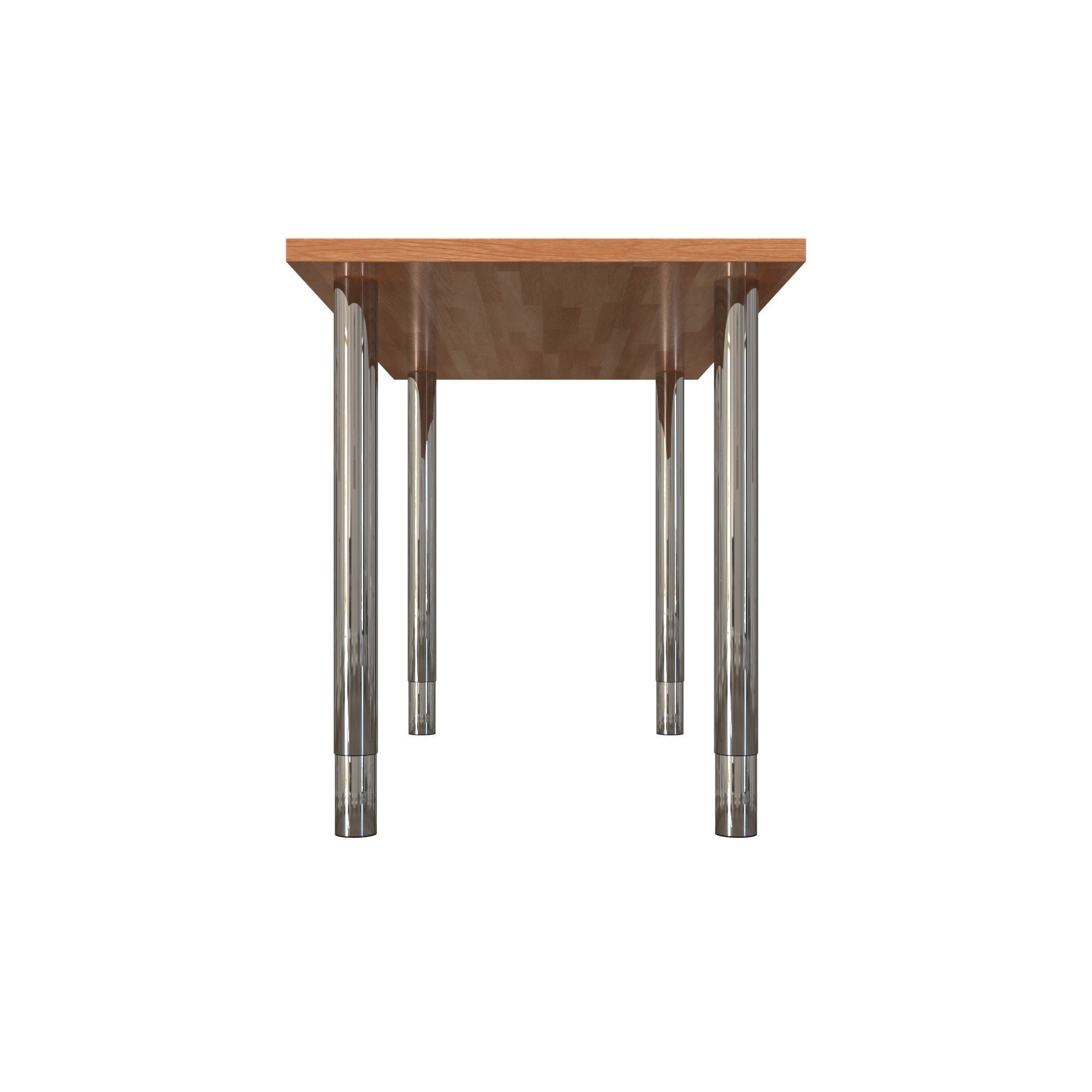 Gerton hickory kitchen table with stainless steel legs Free 3D model_6