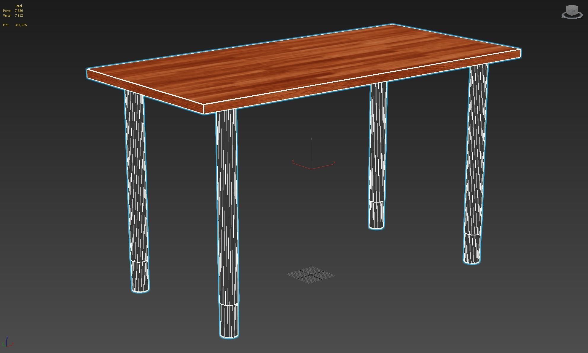 Gerton hickory kitchen table with stainless steel legs Free 3D model_8