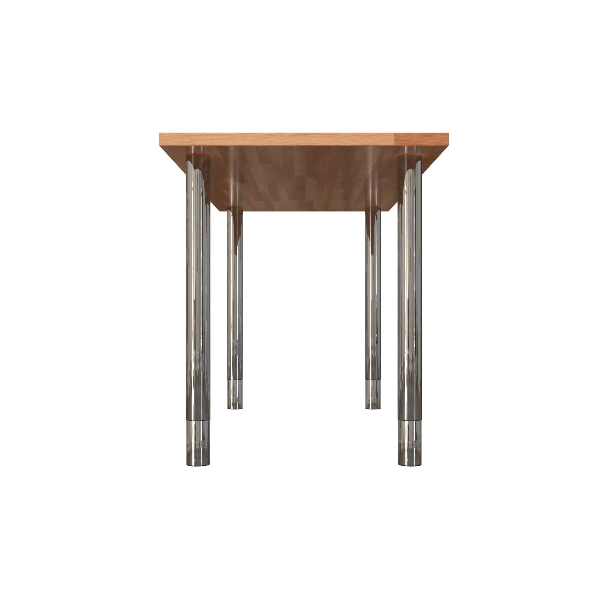 Gerton hickory kitchen table with stainless steel legs Free 3D model_4