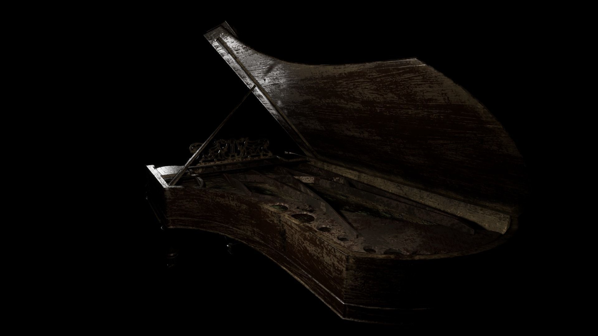 Old Abandoned Piano - PBR Low-poly 3D model_3