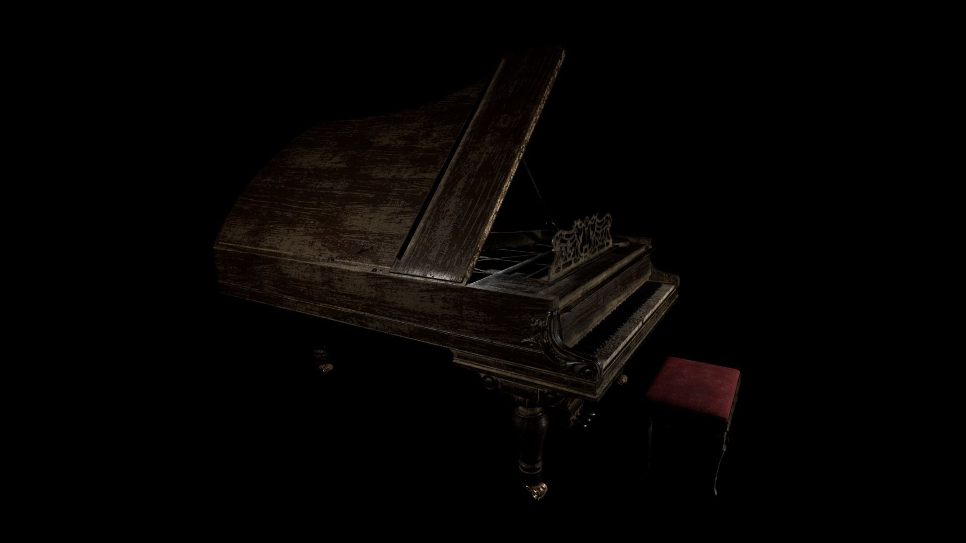 Old Abandoned Piano - PBR Low-poly 3D model_4