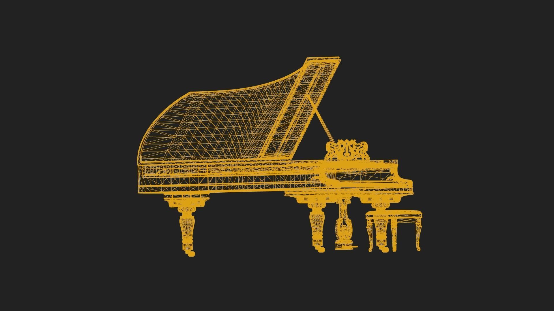 Old Abandoned Piano - PBR Low-poly 3D model_9