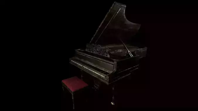 Old Abandoned Piano - PBR Low-poly 3D model