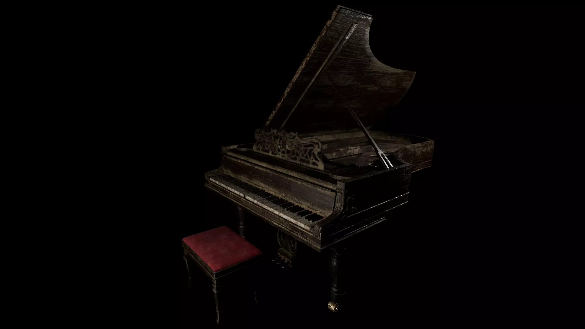 Old Abandoned Piano - PBR Low-poly 3D model_0