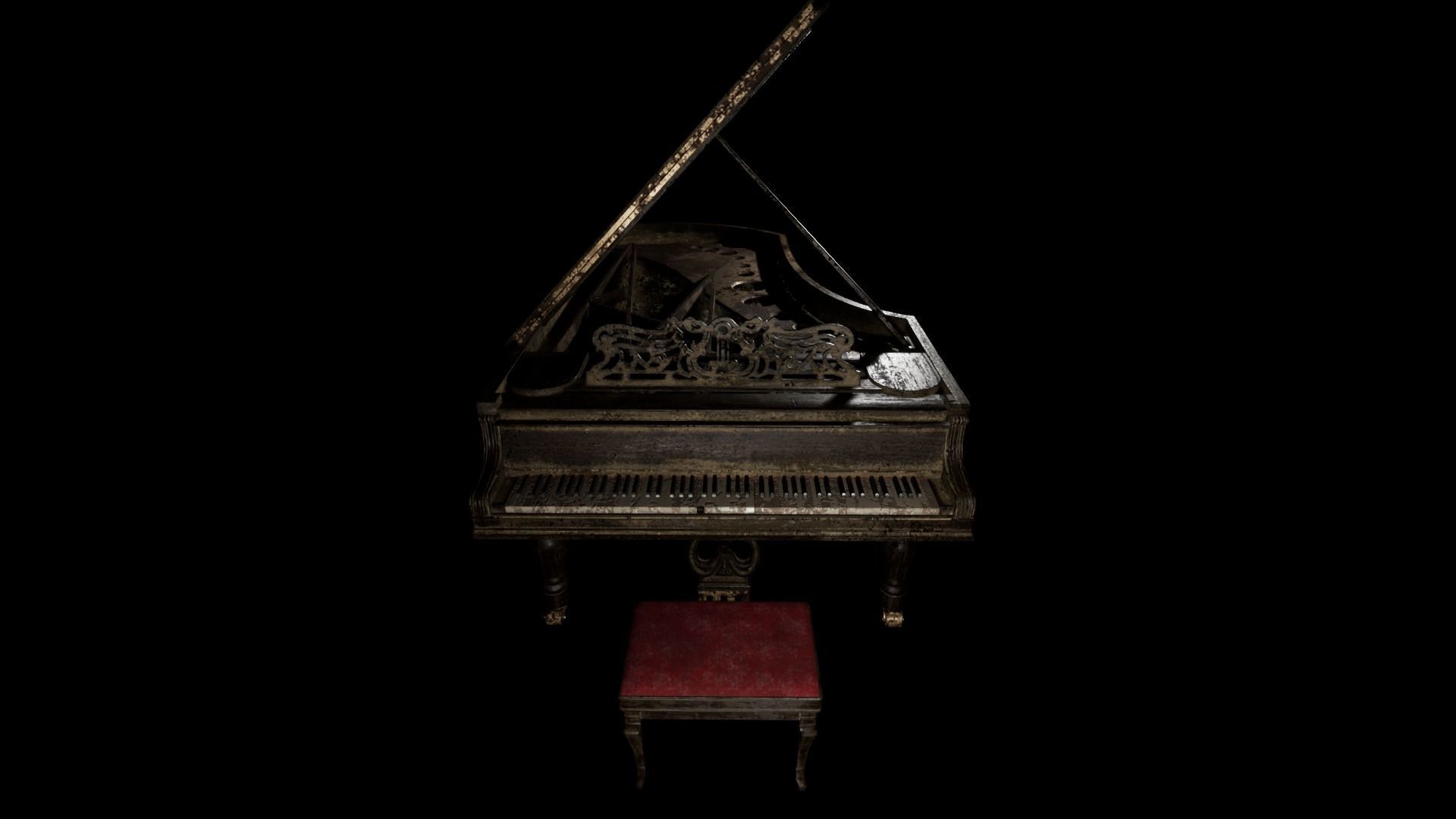 Old Abandoned Piano - PBR Low-poly 3D model_1