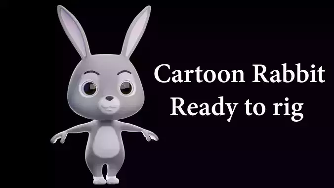 Cartoon Rabbit - READY TO RIG Low-poly 3D model