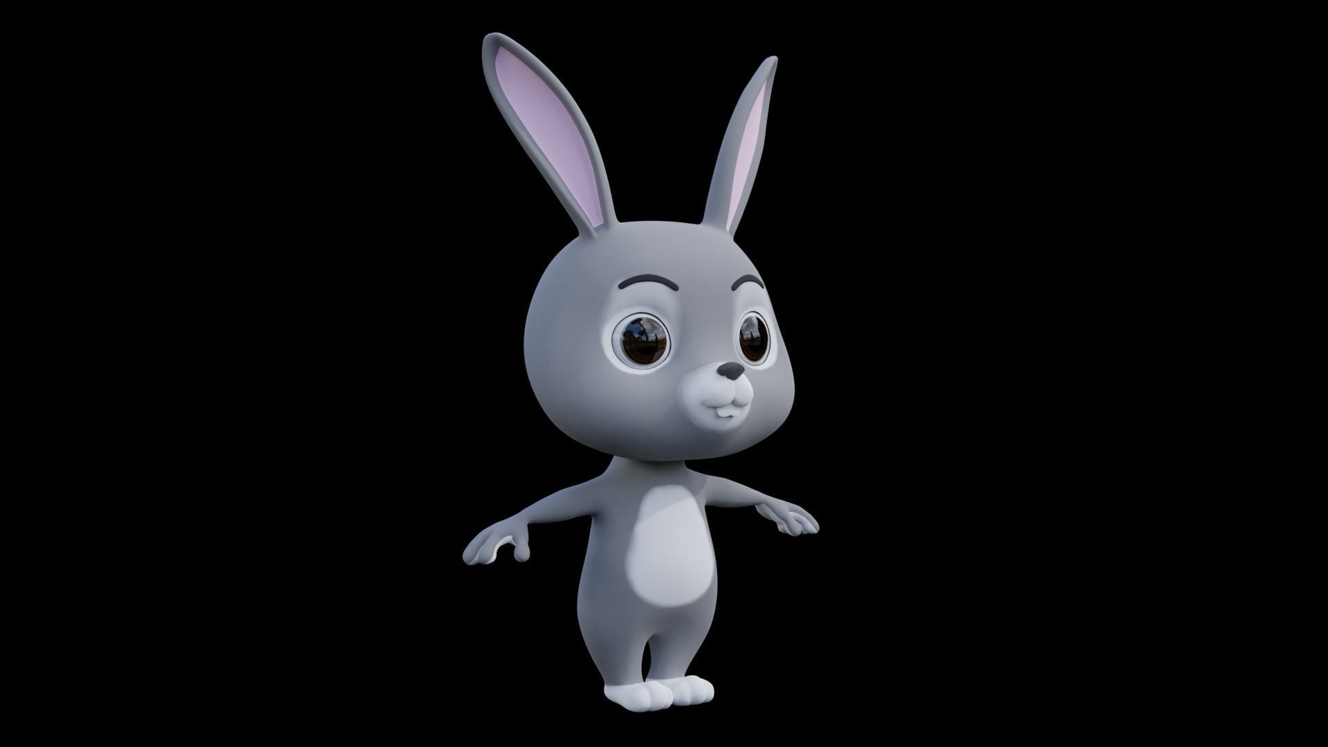 Cartoon Rabbit - READY TO RIG Low-poly 3D model_5
