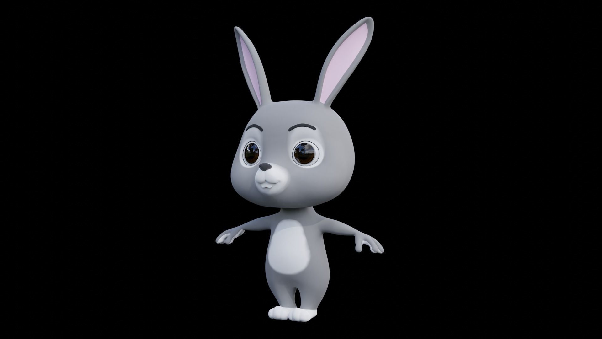 Cartoon Rabbit - READY TO RIG Low-poly 3D model_6