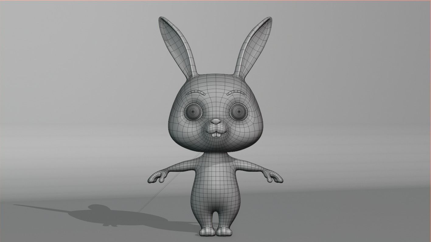 Cartoon Rabbit - READY TO RIG Low-poly 3D model_17