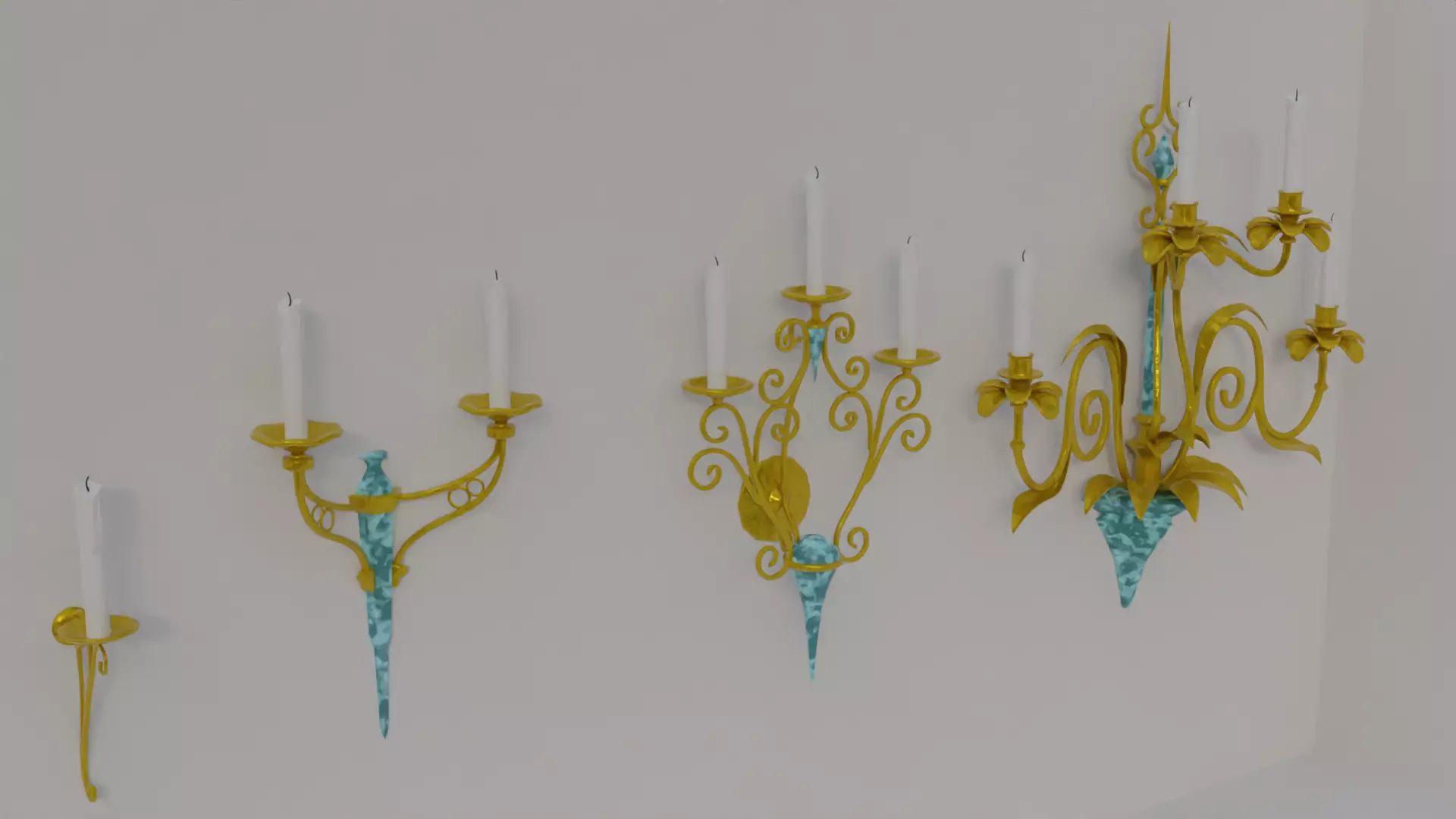 golden candle pack 3D model_0
