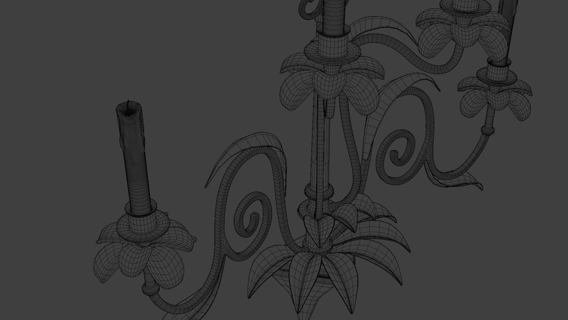 golden candle pack 3D model_13