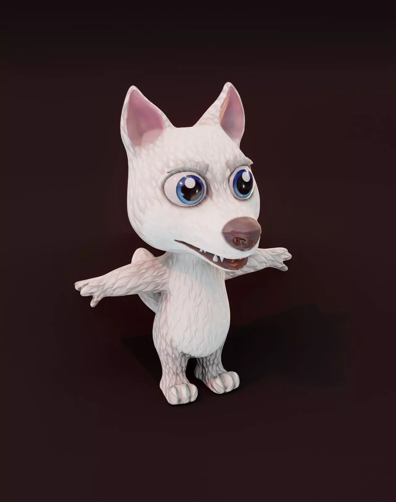 Cartoon White Wolf 3D Model Low-poly 3D model_0