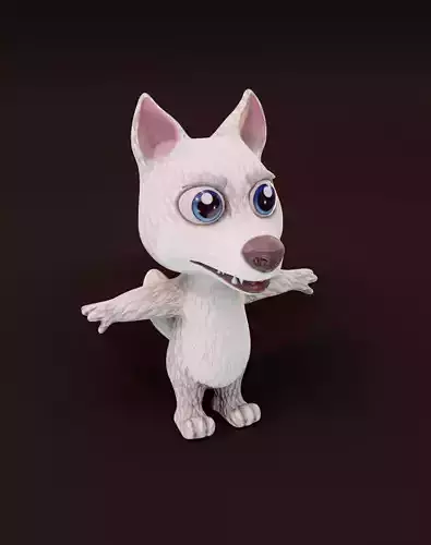 Cartoon White Wolf 3D Model