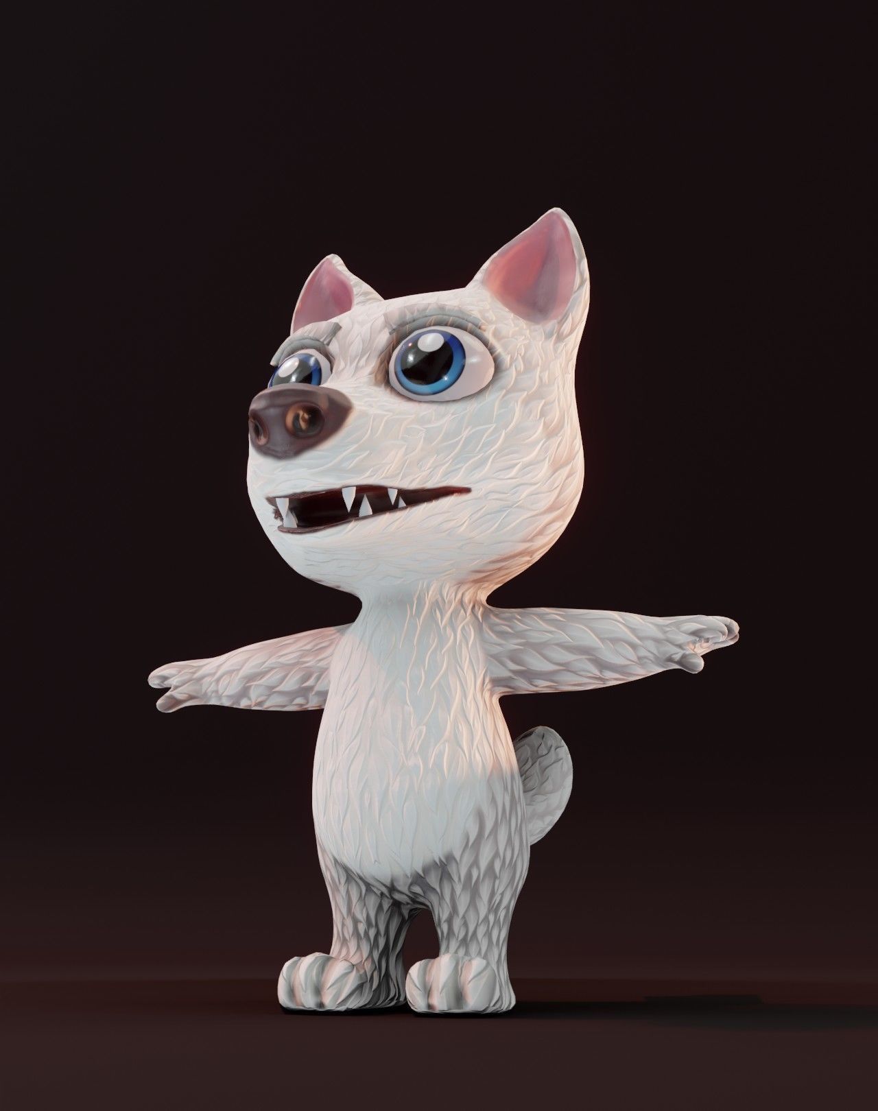 Cartoon White Wolf 3D Model Low-poly 3D model_14