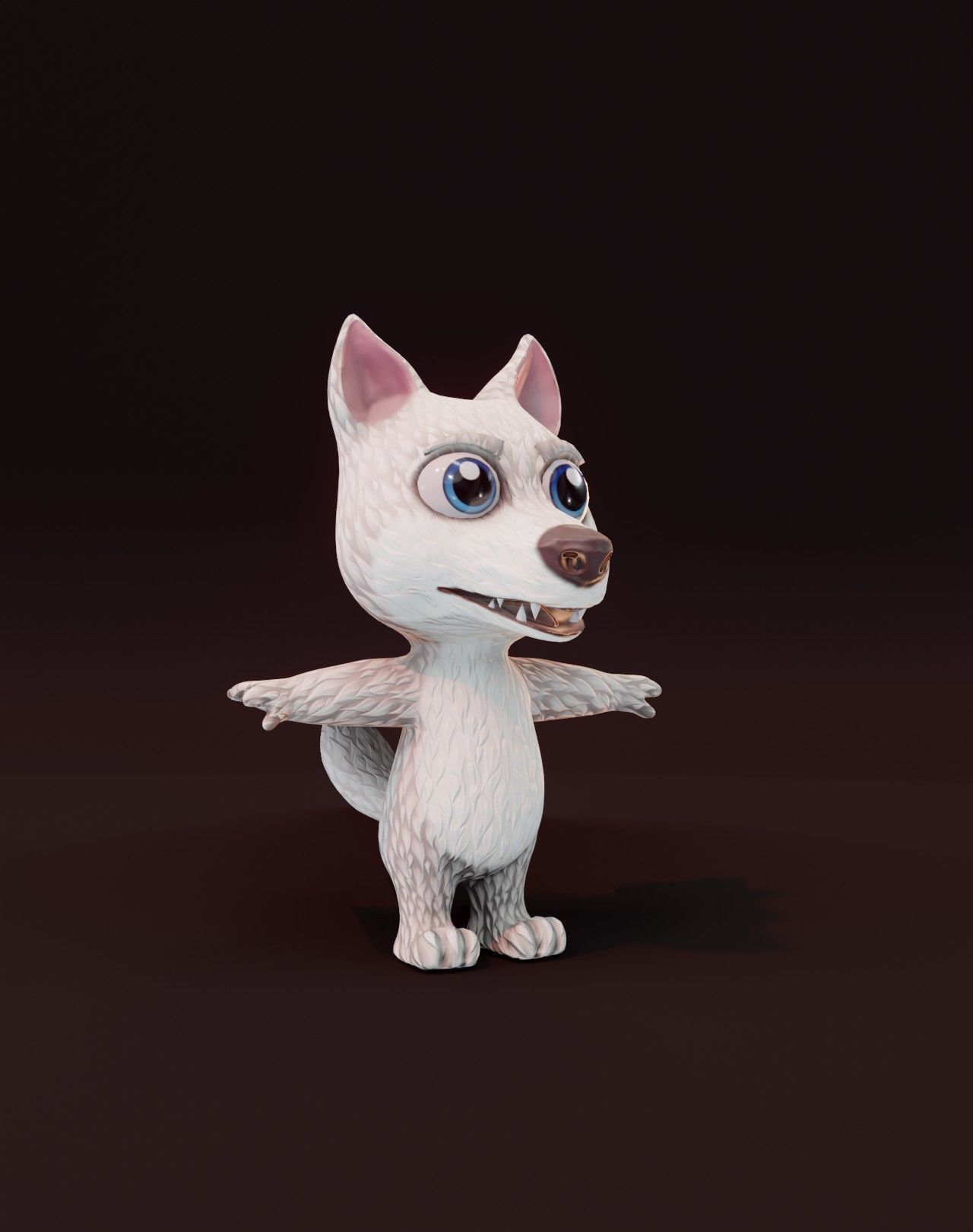 Cartoon White Wolf 3D Model Low-poly 3D model_19