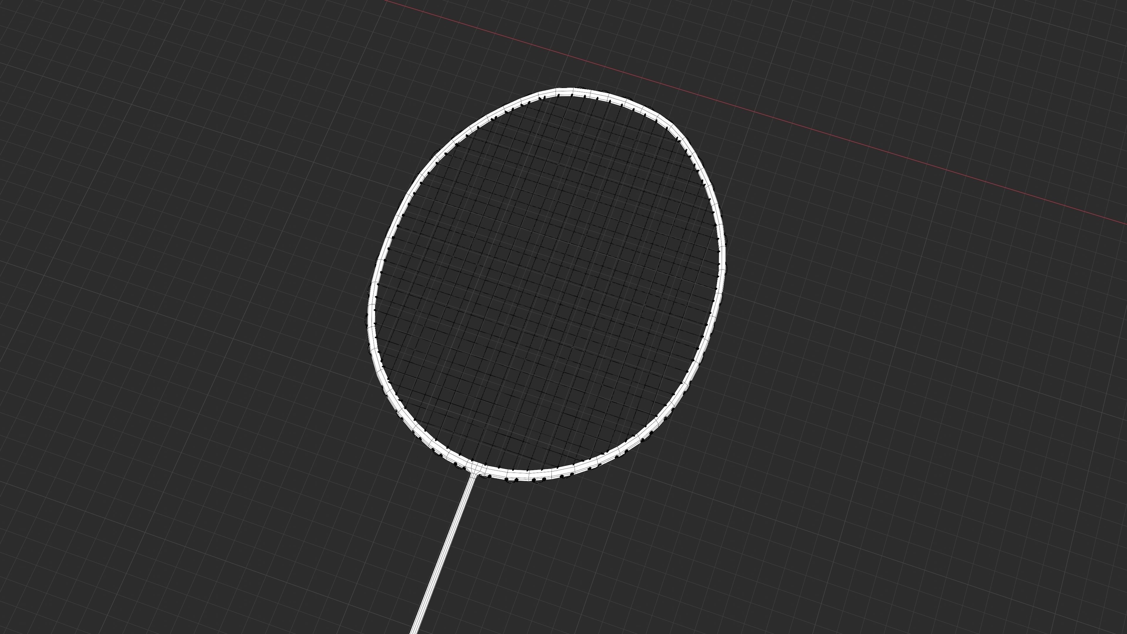 Badminton court Racket and shuttlecock Low-poly 3D model_12