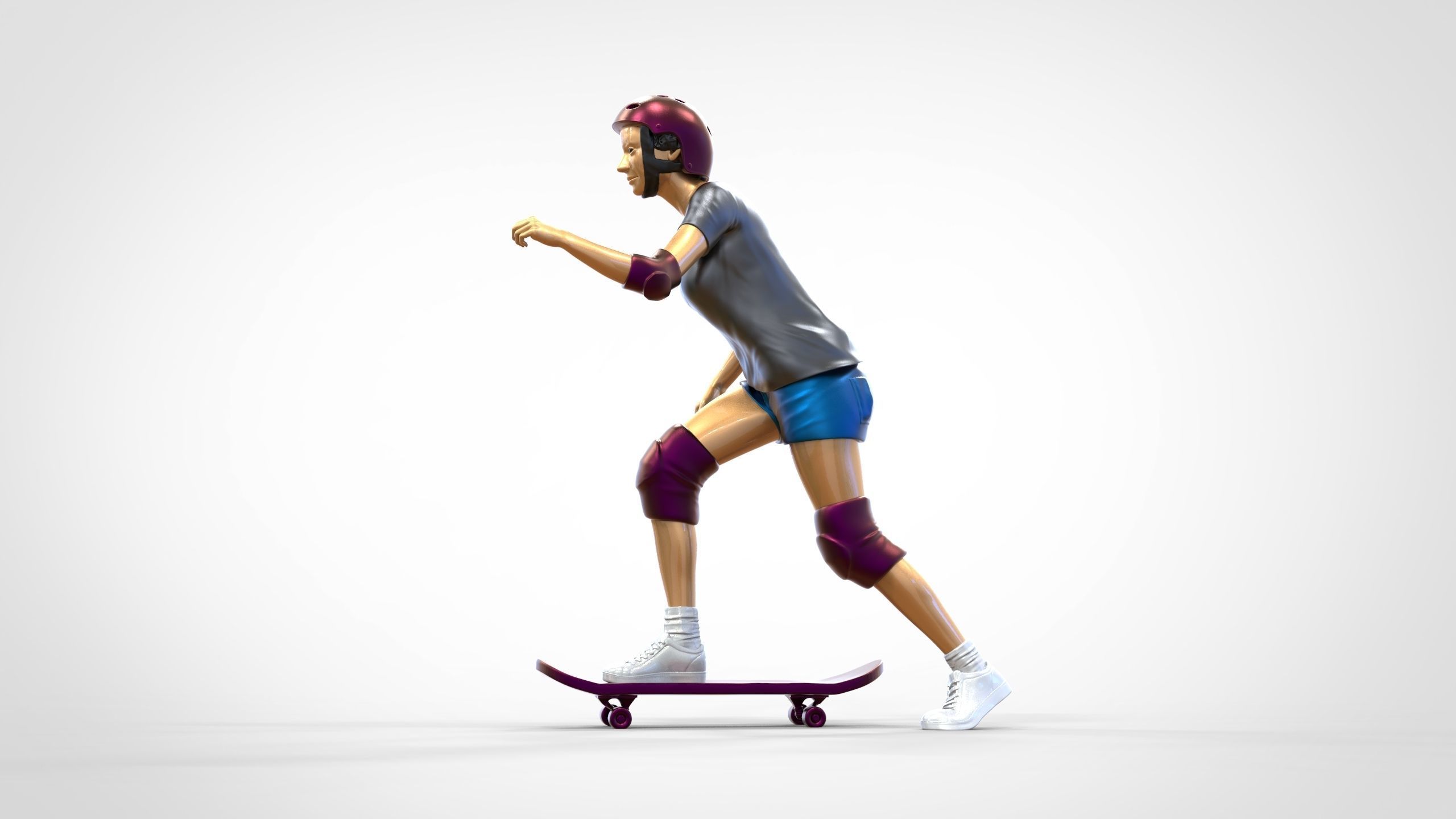 N2 Skateboarder Skateboarding with Skateboard 3D print model_30