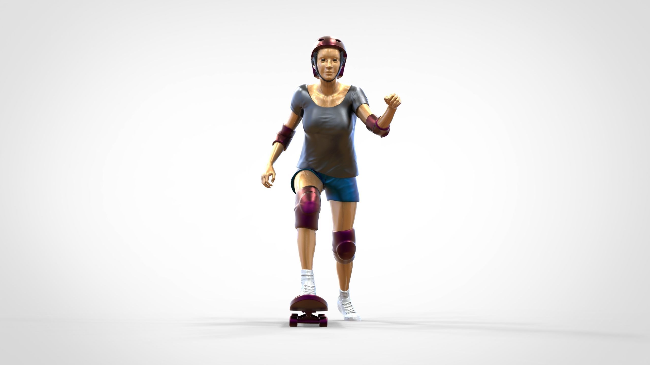 N2 Skateboarder Skateboarding with Skateboard 3D print model_24