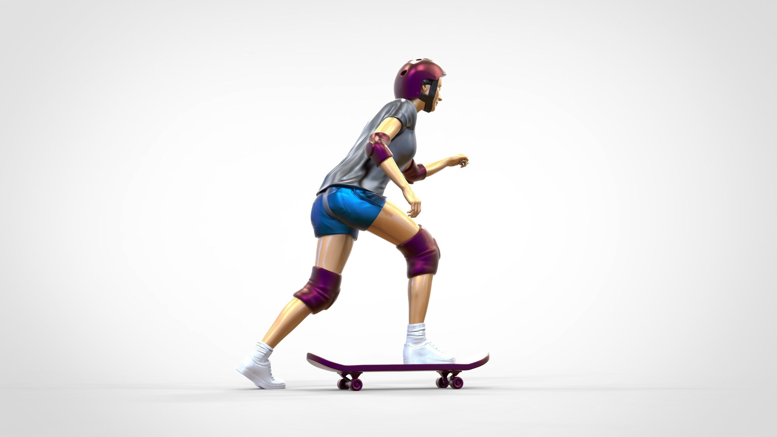 N2 Skateboarder Skateboarding with Skateboard 3D print model_13