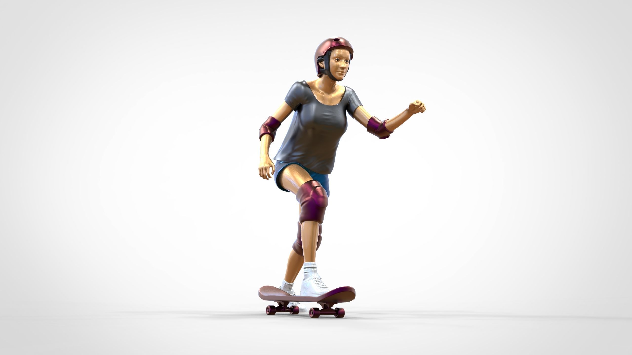N2 Skateboarder Skateboarding with Skateboard 3D print model_21