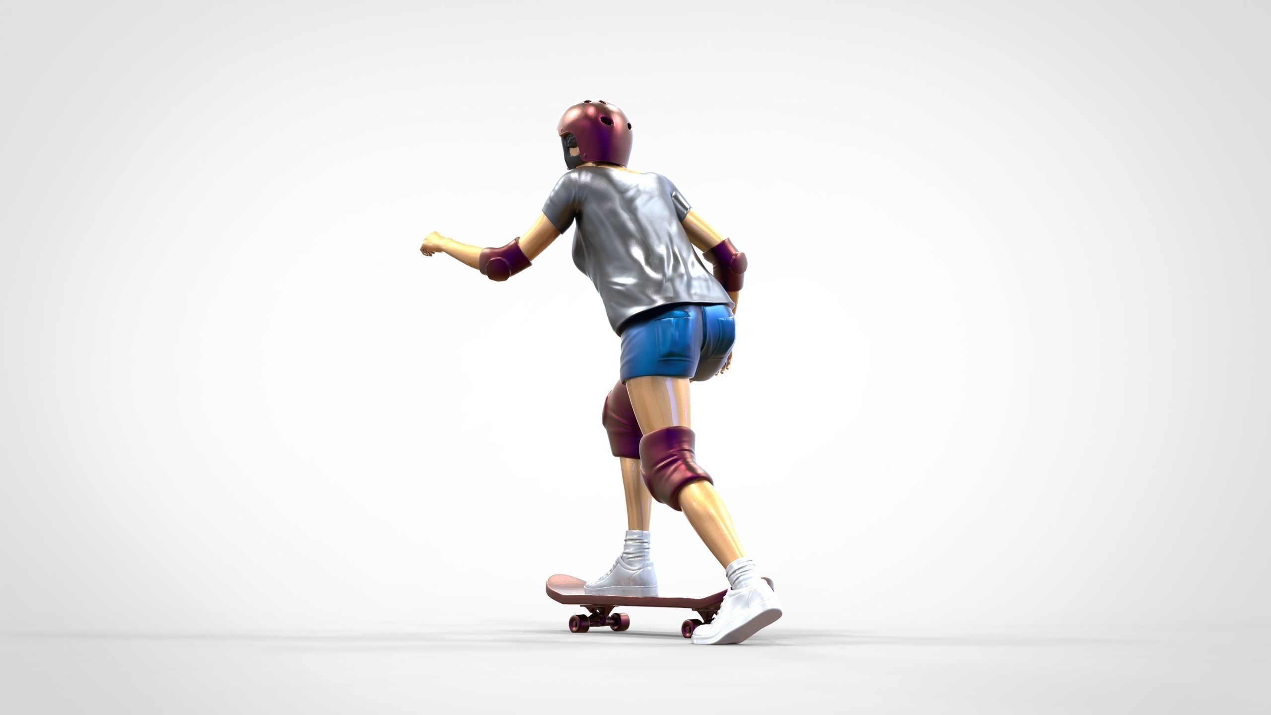 N2 Skateboarder Skateboarding with Skateboard 3D print model_2