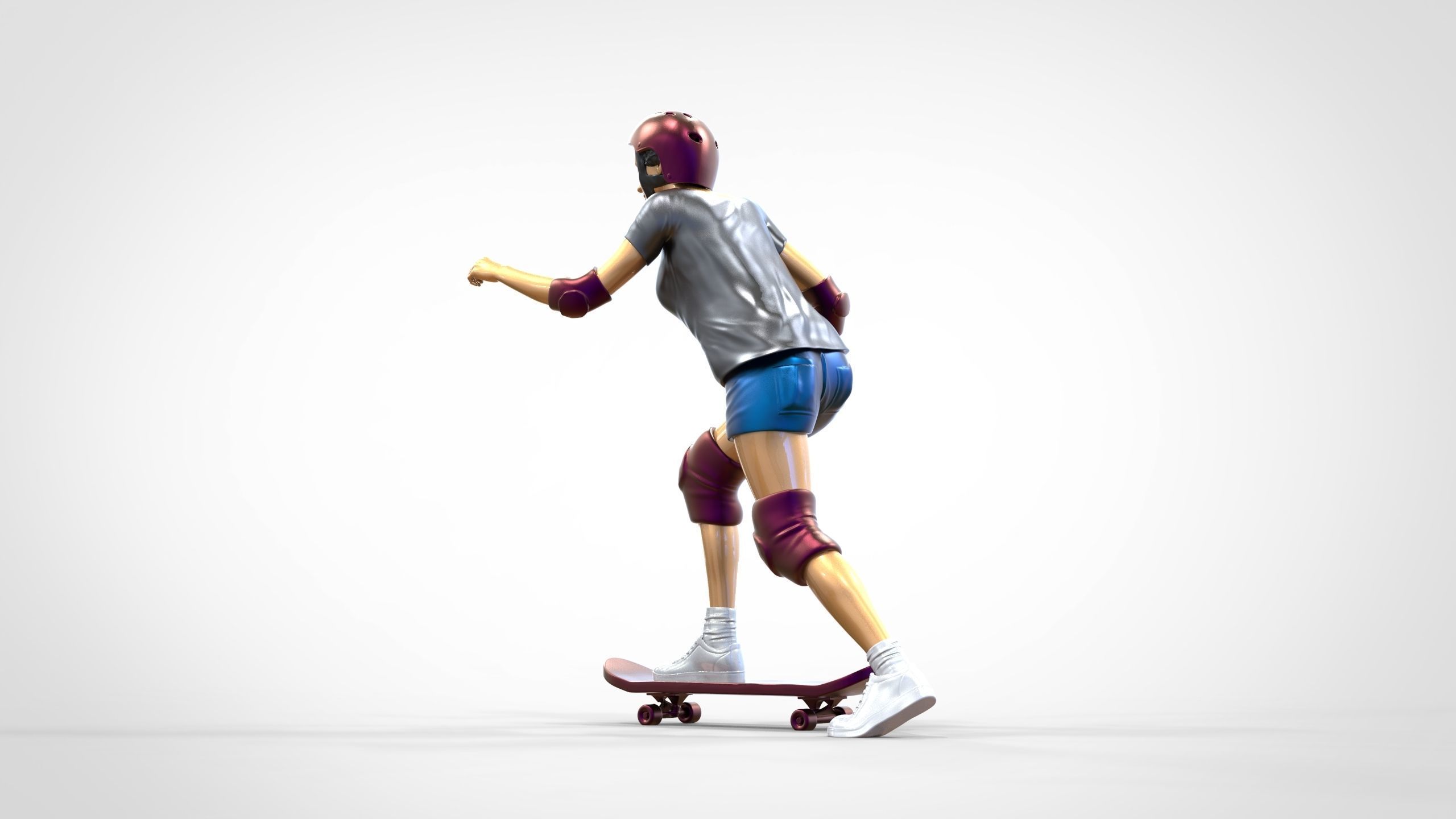 N2 Skateboarder Skateboarding with Skateboard 3D print model_1