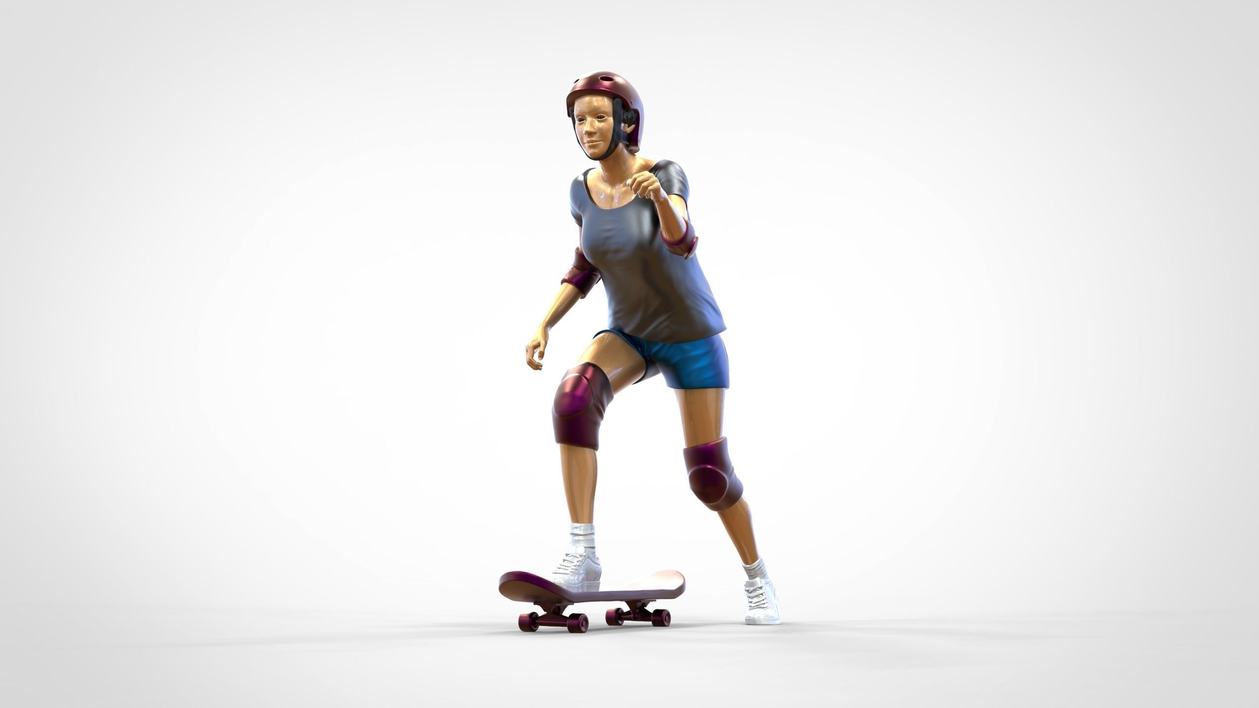 N2 Skateboarder Skateboarding with Skateboard 3D print model_27