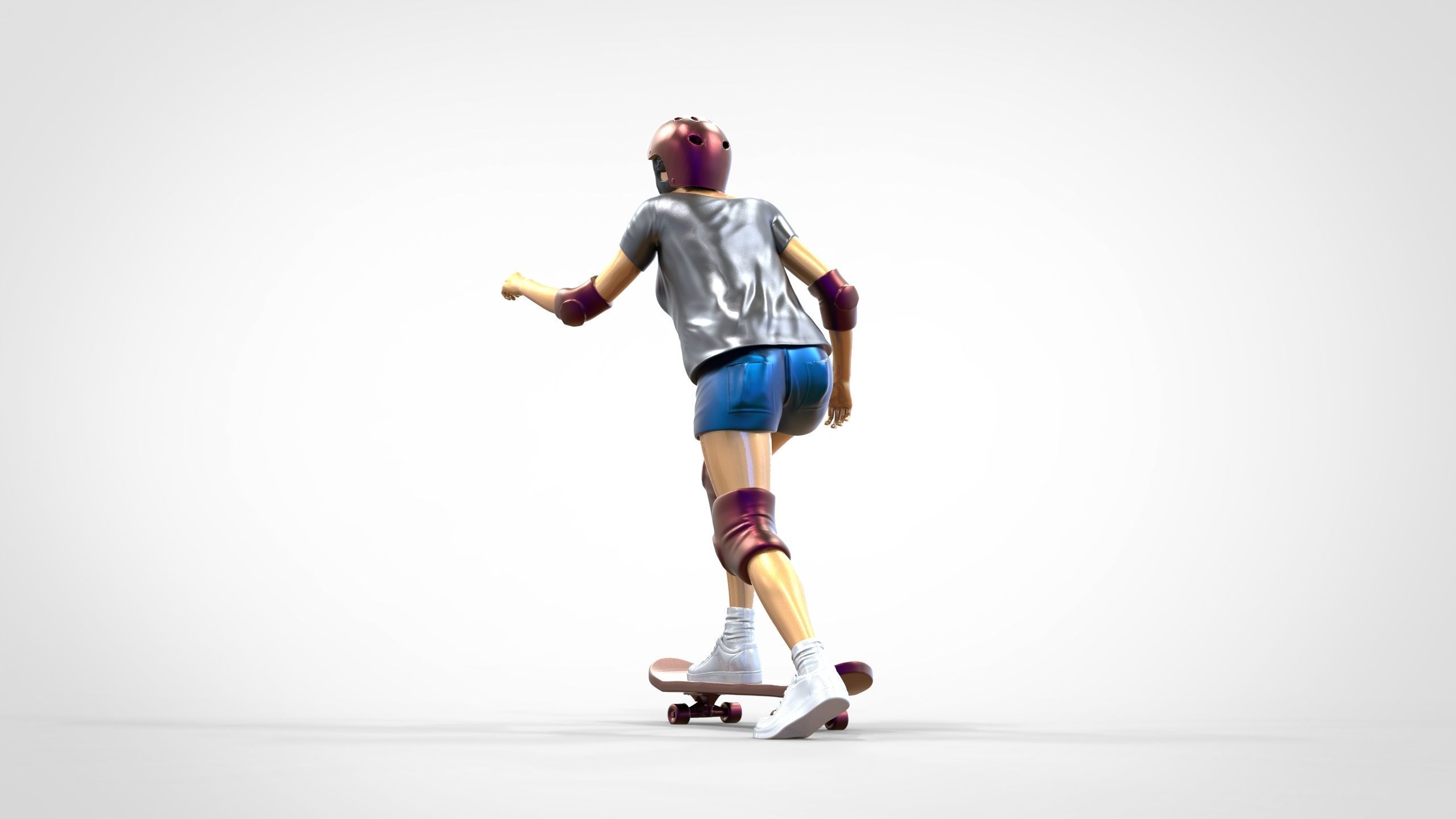 N2 Skateboarder Skateboarding with Skateboard 3D print model_3