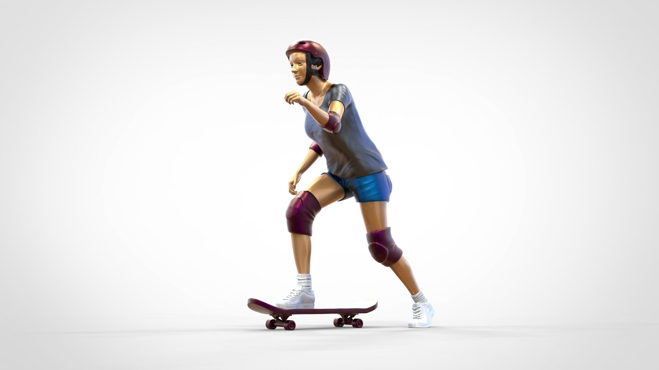 N2 Skateboarder Skateboarding with Skateboard 3D print model_49