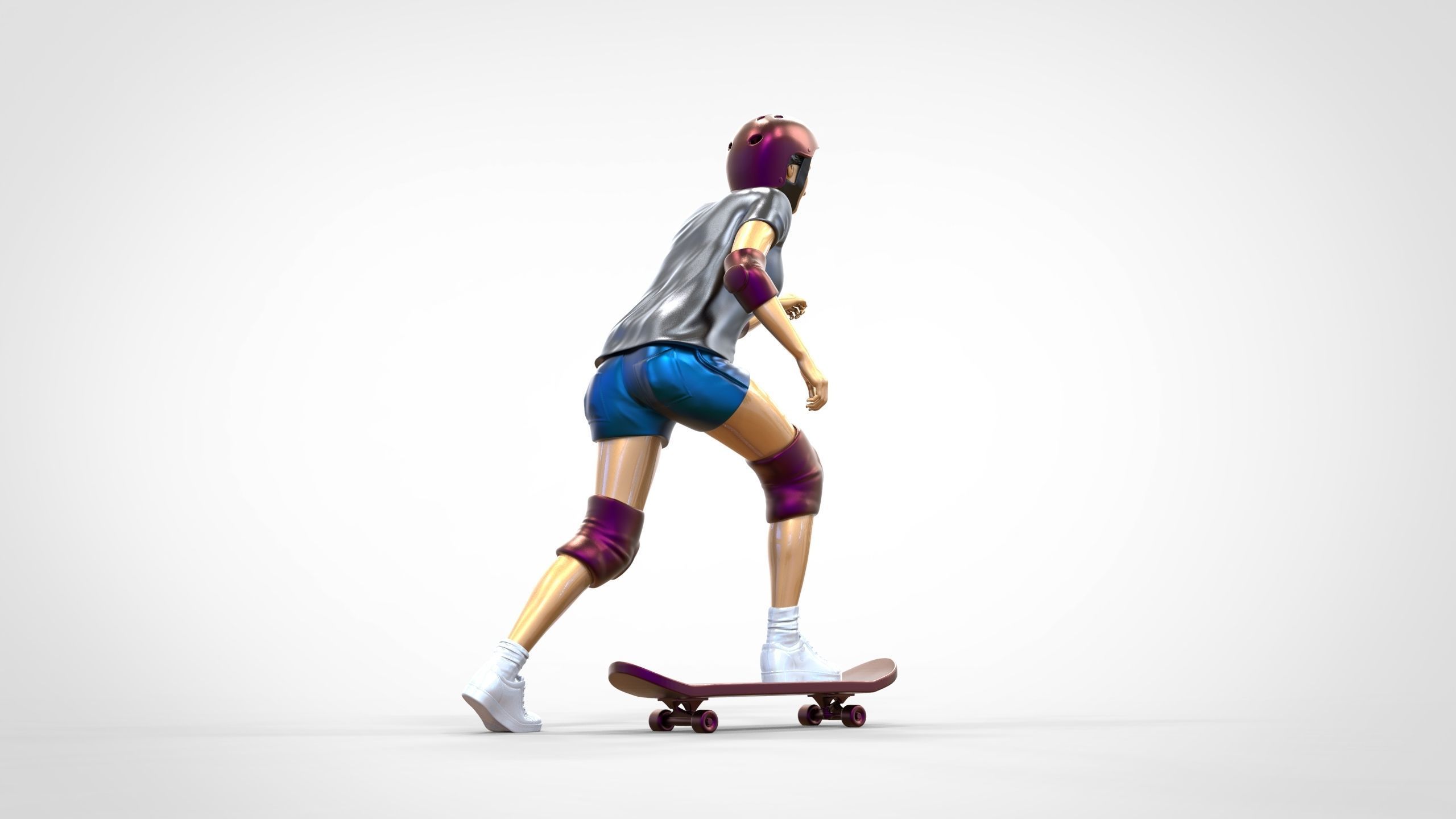 N2 Skateboarder Skateboarding with Skateboard 3D print model_11