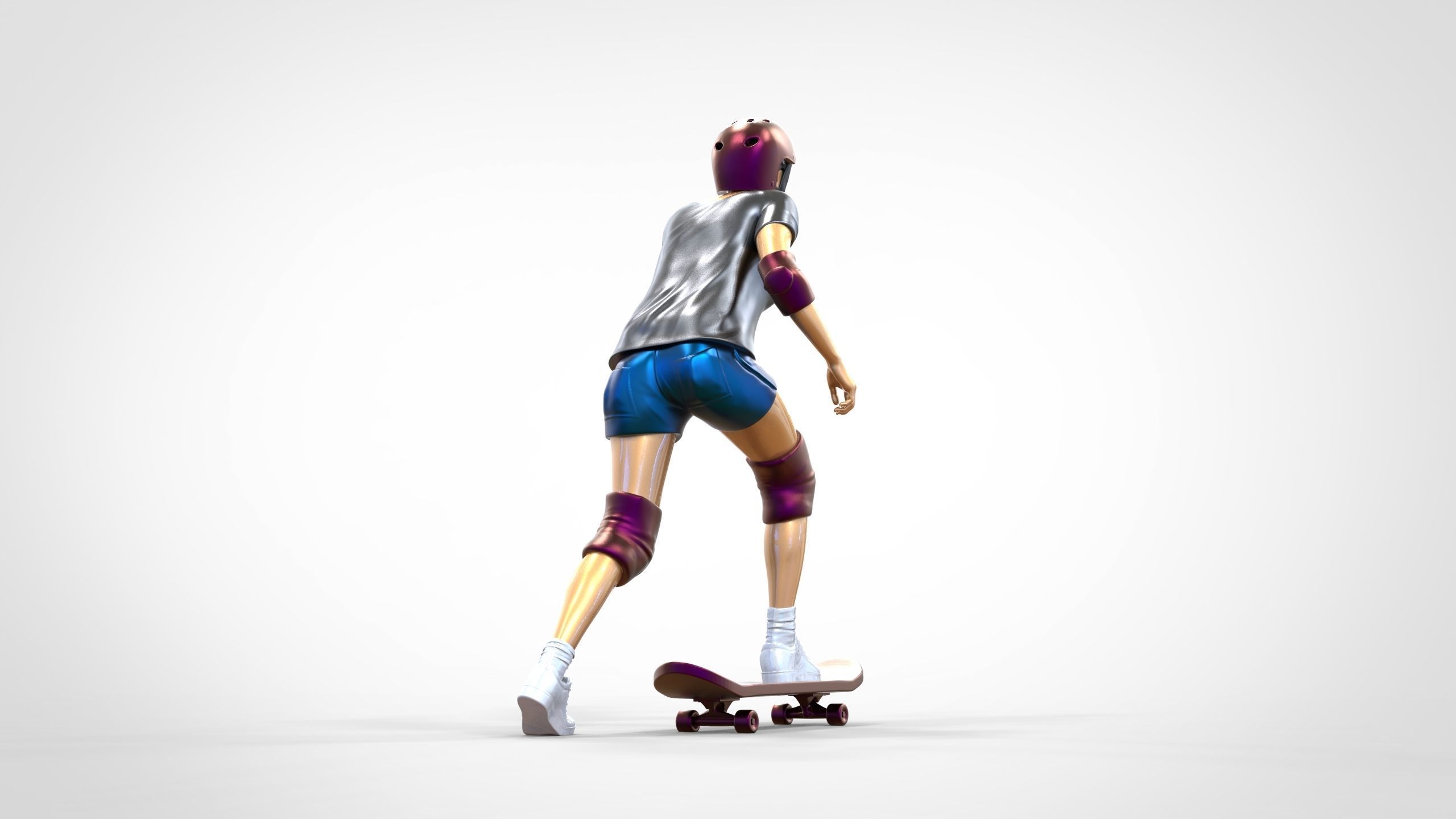 N2 Skateboarder Skateboarding with Skateboard 3D print model_9