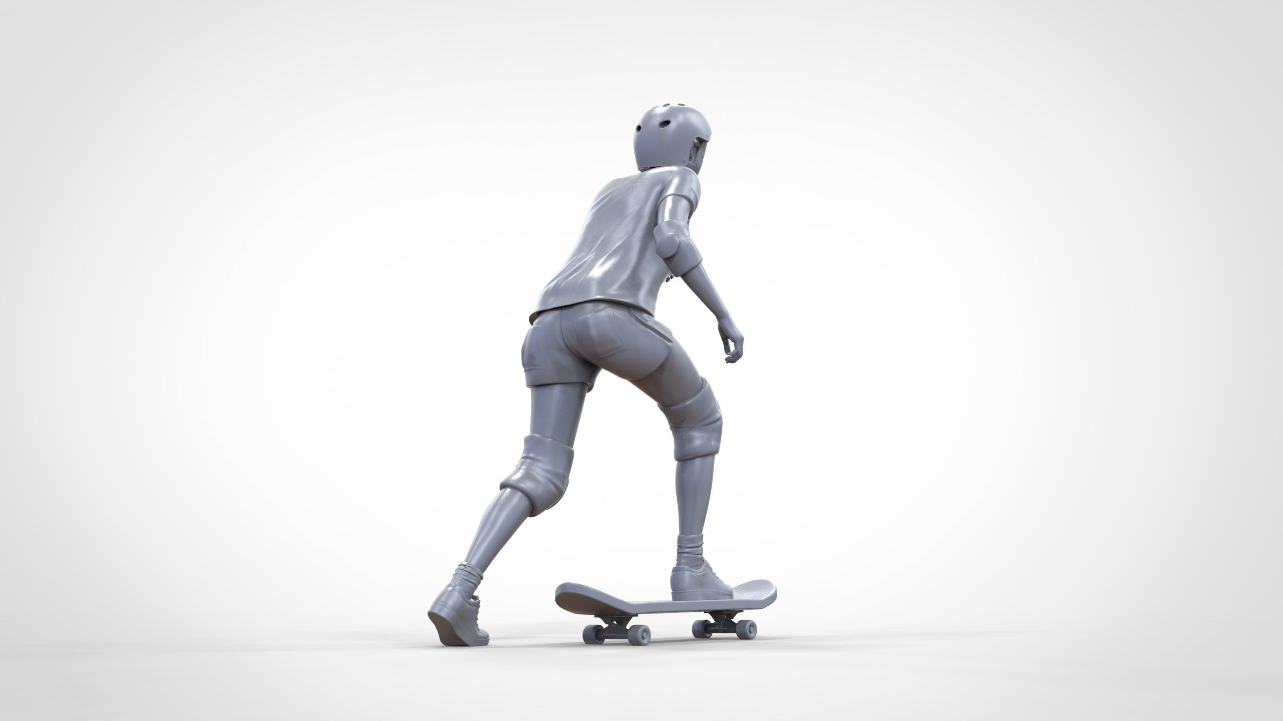 N2 Skateboarder Skateboarding with Skateboard 3D print model_45