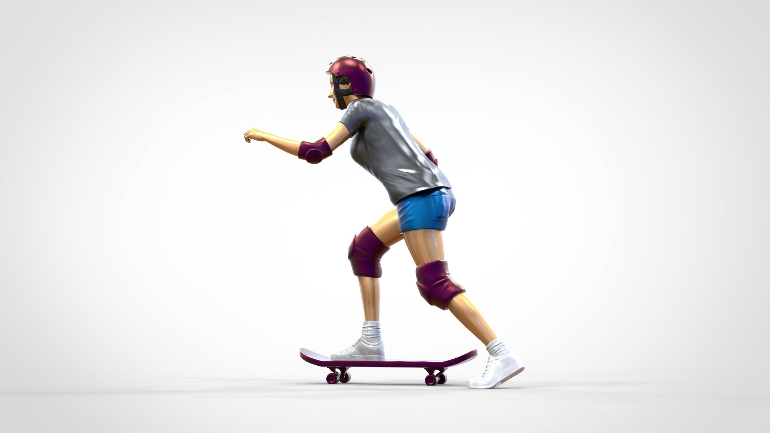 N2 Skateboarder Skateboarding with Skateboard 3D print model_34