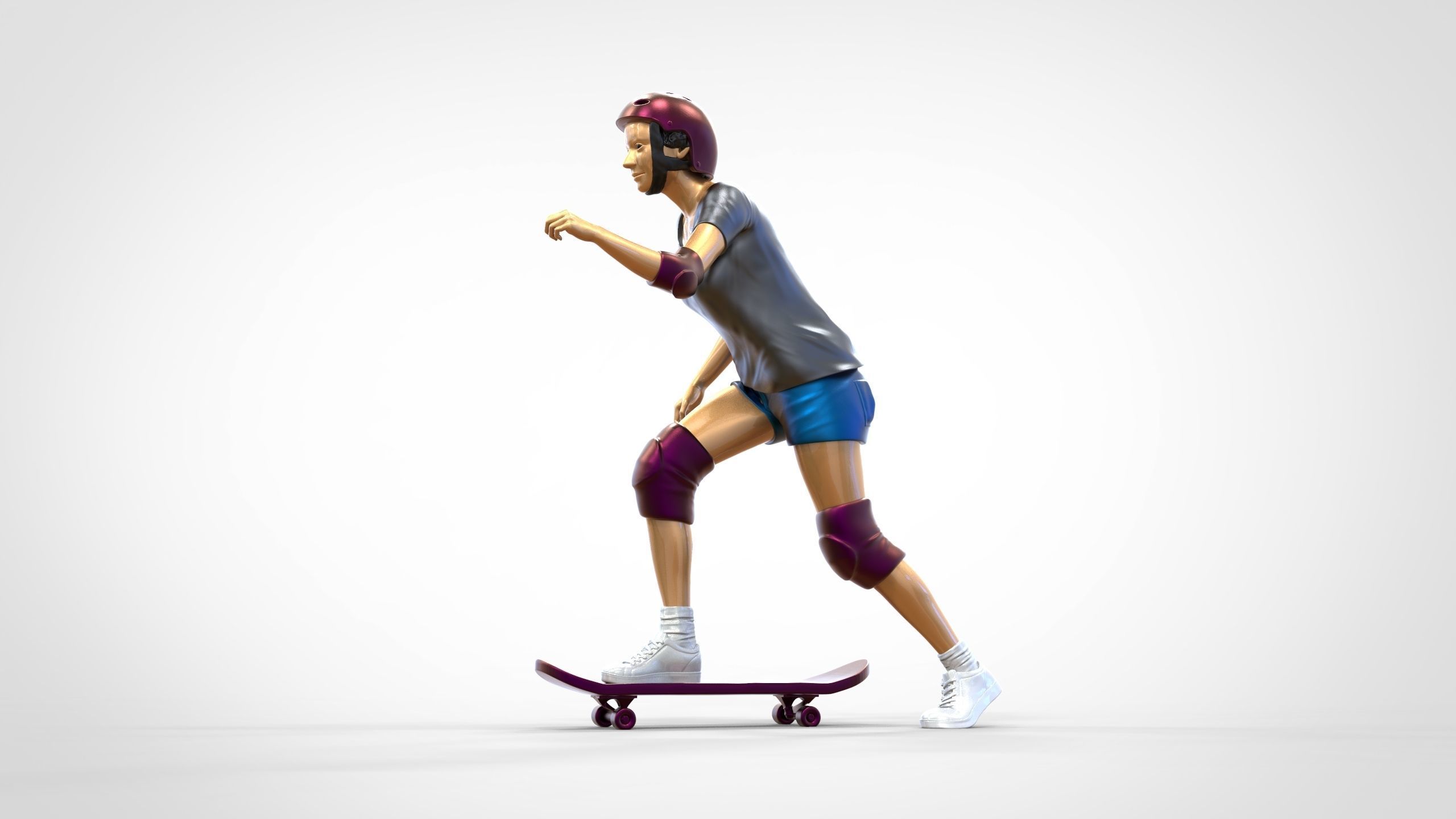 N2 Skateboarder Skateboarding with Skateboard 3D print model_29