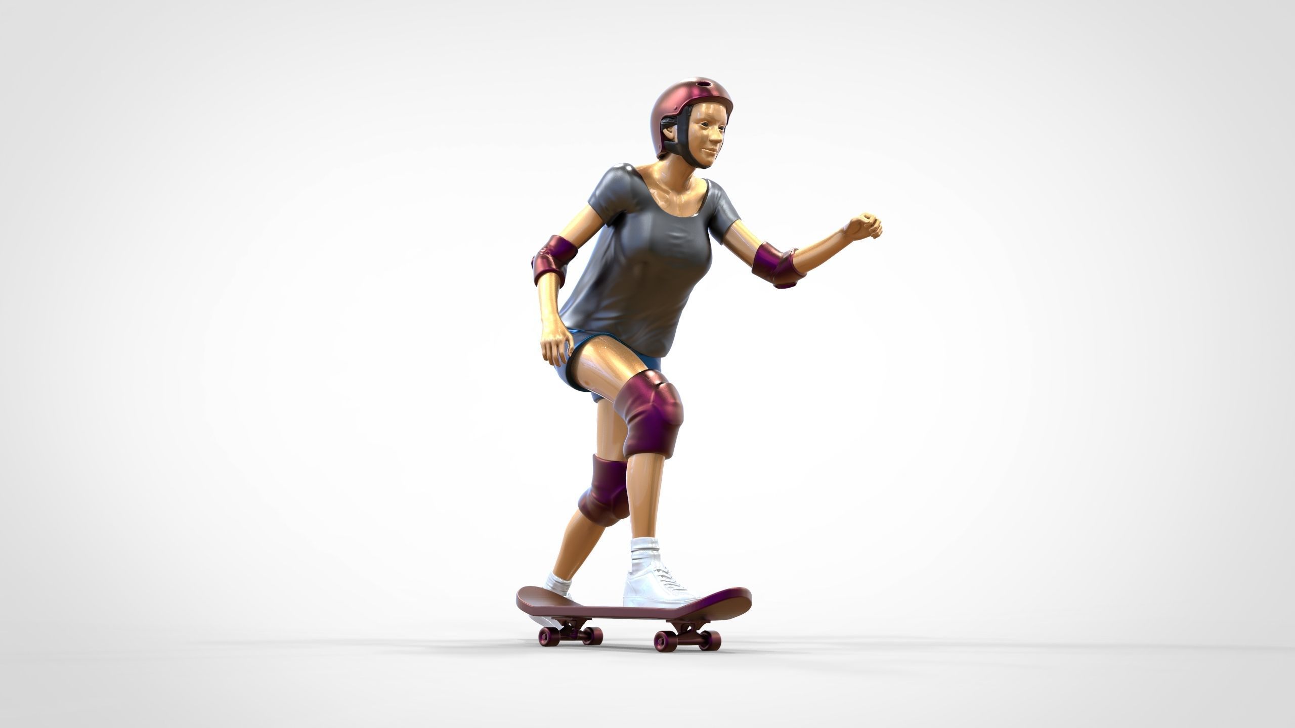 N2 Skateboarder Skateboarding with Skateboard 3D print model_20