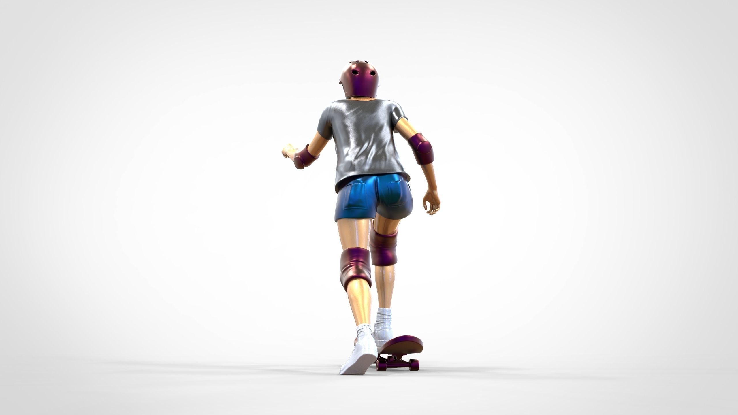 N2 Skateboarder Skateboarding with Skateboard 3D print model_5