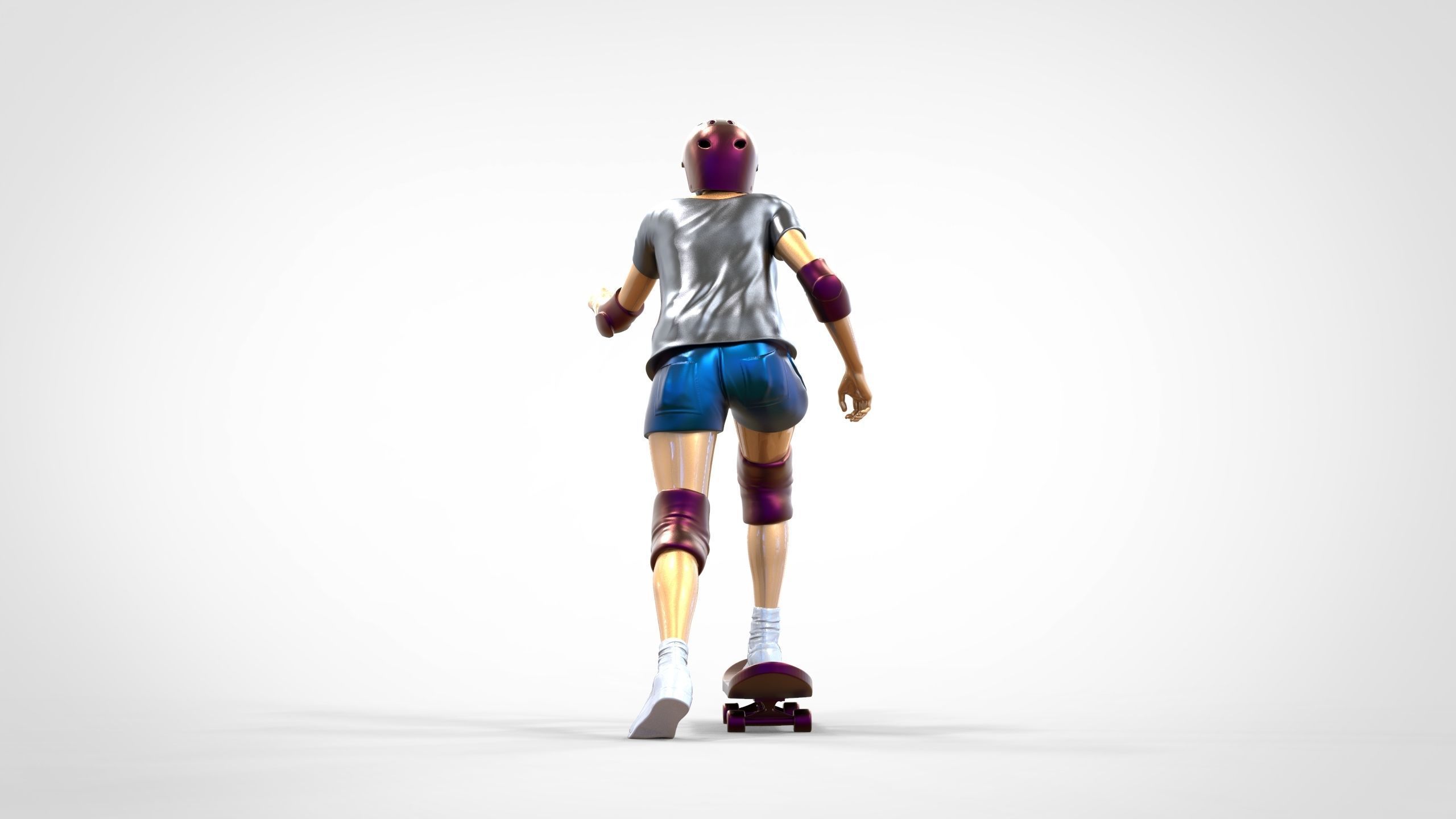 N2 Skateboarder Skateboarding with Skateboard 3D print model_6