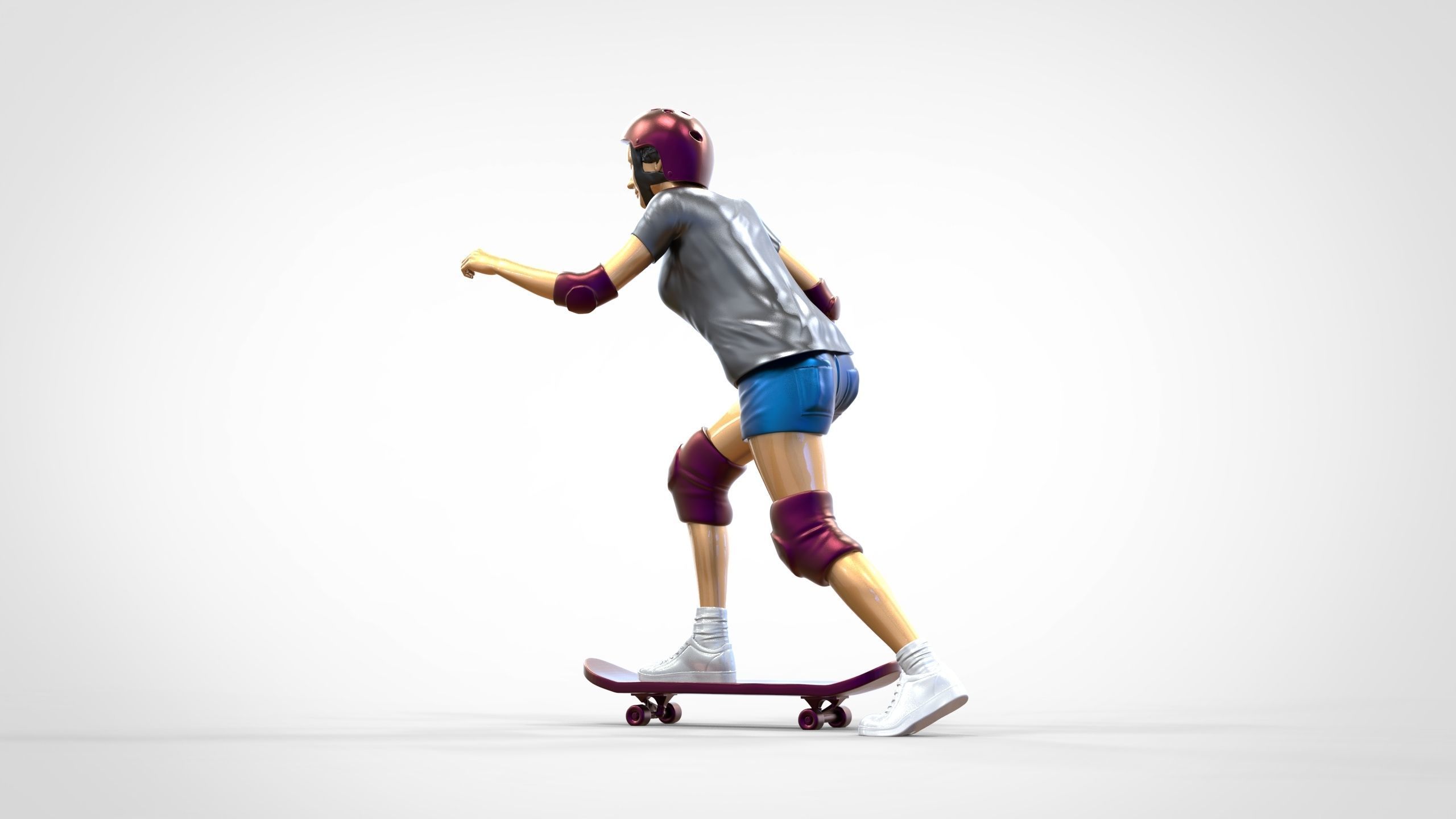 N2 Skateboarder Skateboarding with Skateboard 3D print model_35