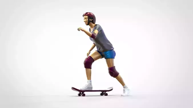 N2 Skateboarder Skateboarding with Skateboard 3D print model