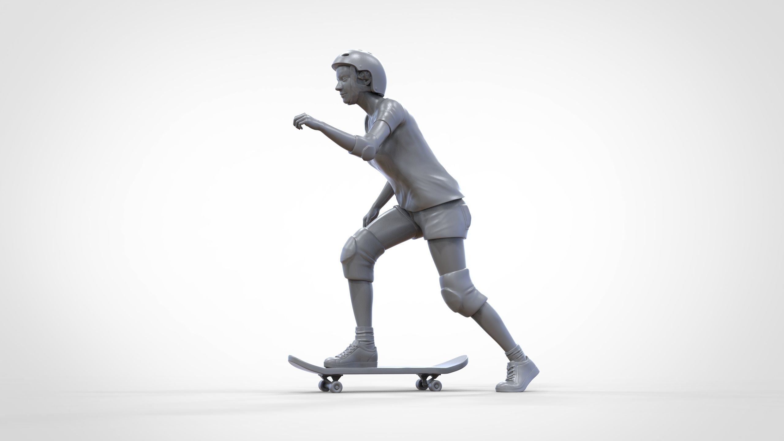N2 Skateboarder Skateboarding with Skateboard 3D print model_41