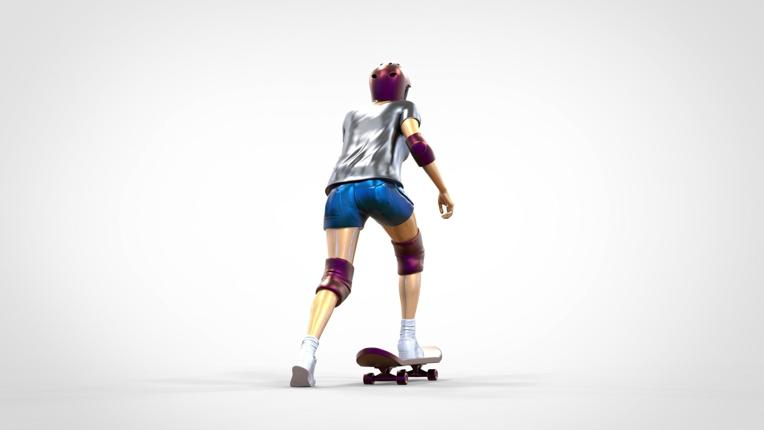 N2 Skateboarder Skateboarding with Skateboard 3D print model_8