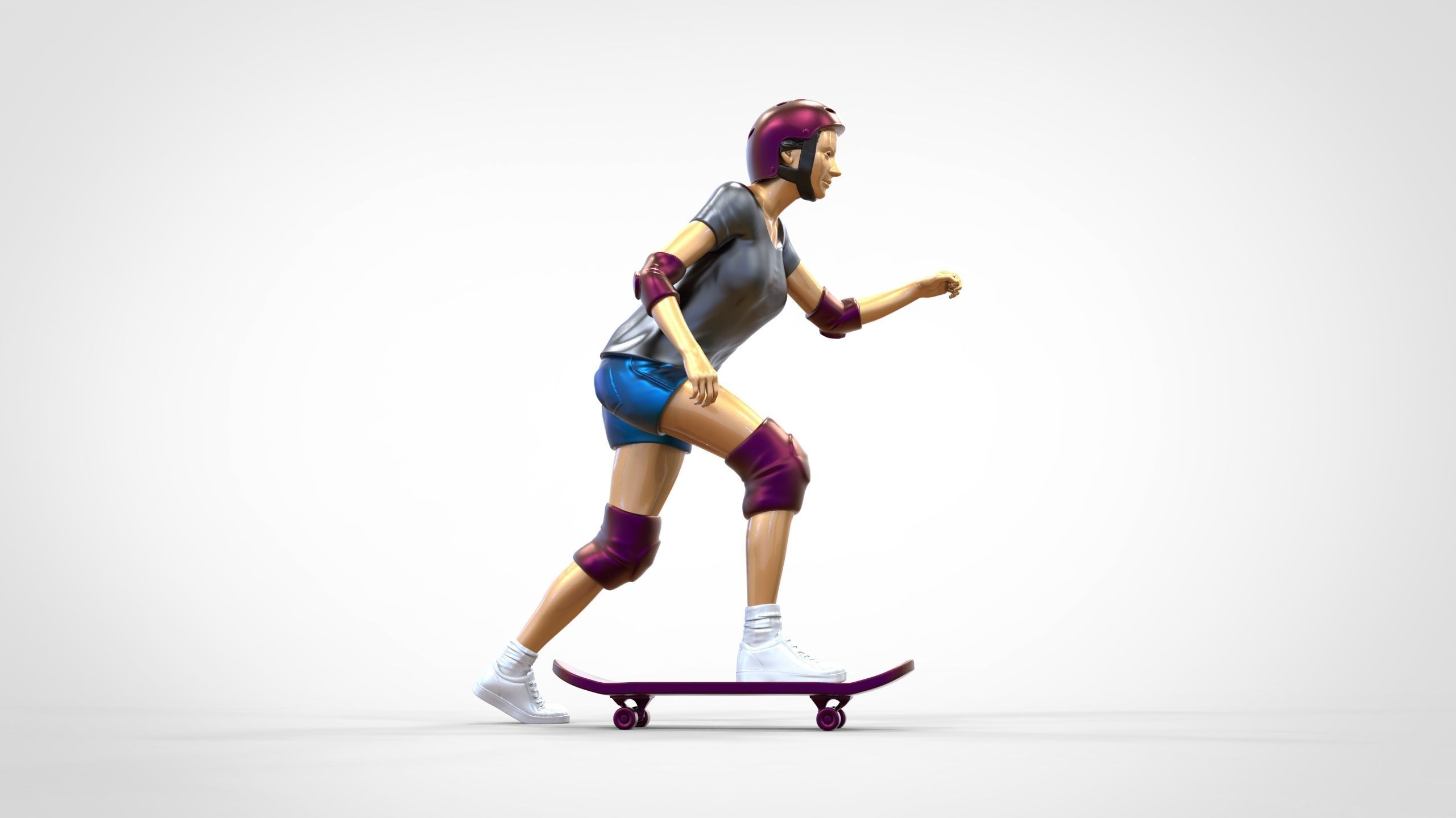 N2 Skateboarder Skateboarding with Skateboard 3D print model_16