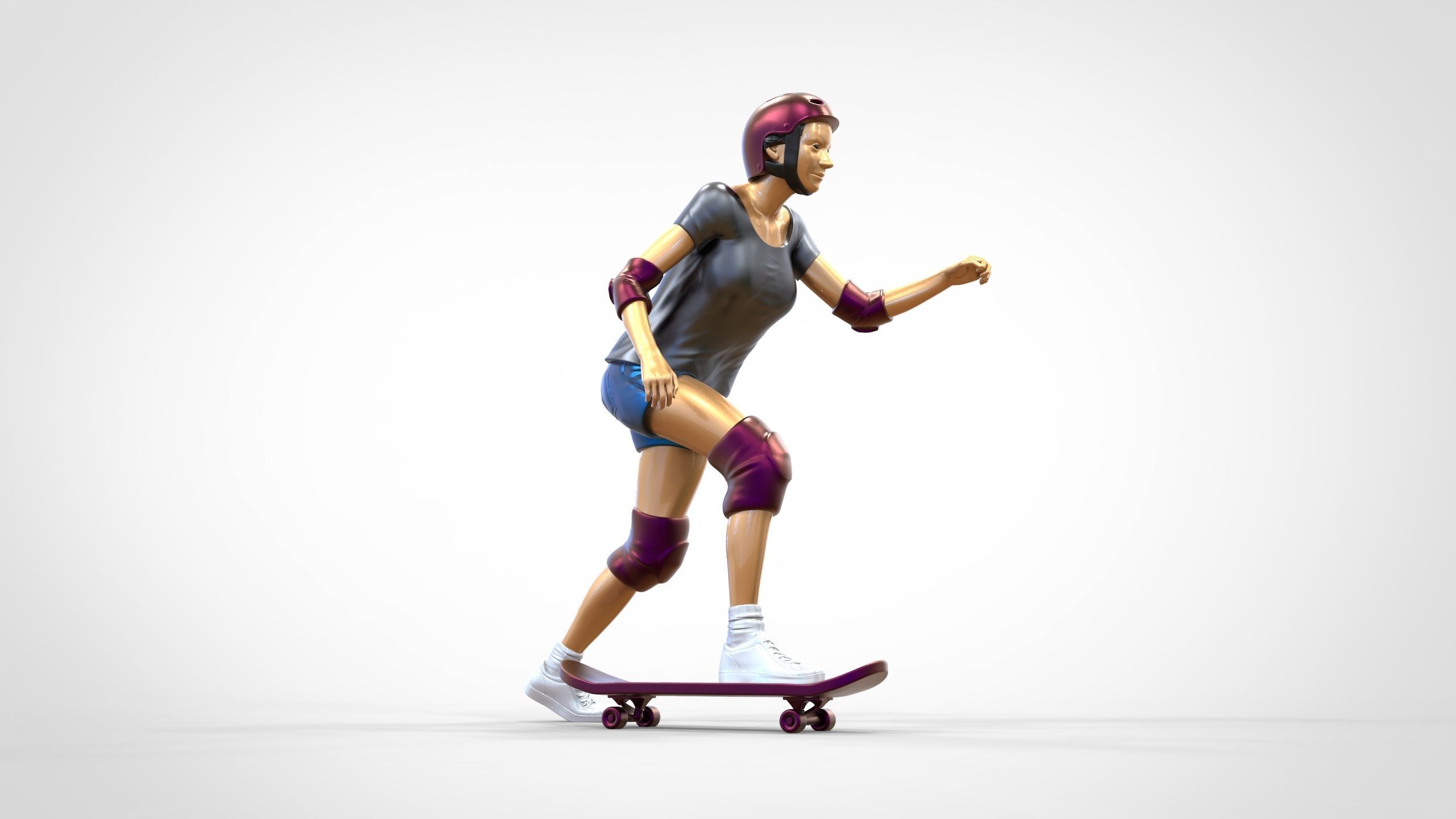 N2 Skateboarder Skateboarding with Skateboard 3D print model_18