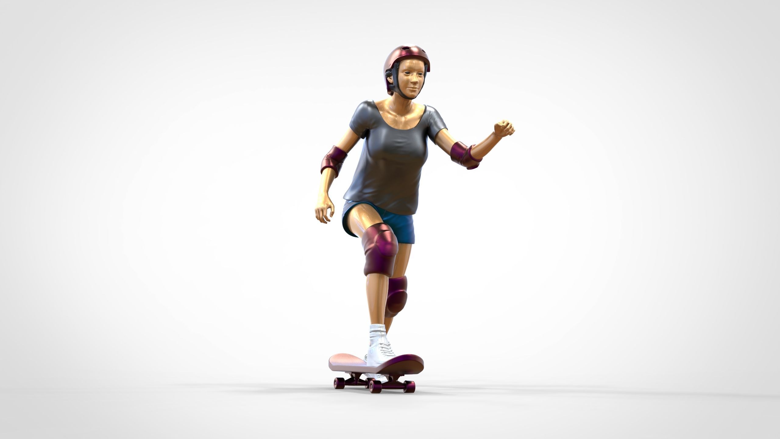N2 Skateboarder Skateboarding with Skateboard 3D print model_22