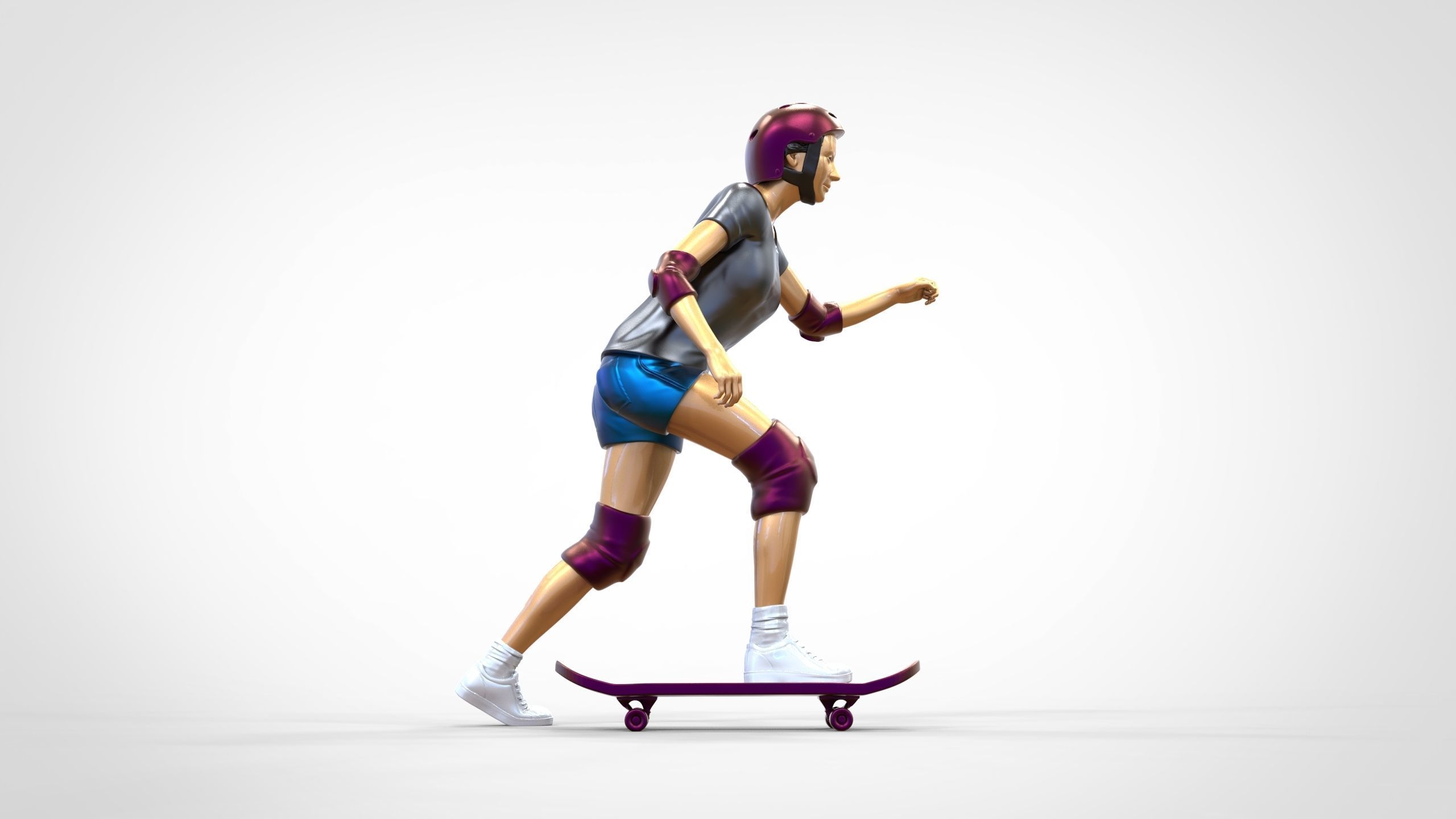 N2 Skateboarder Skateboarding with Skateboard 3D print model_15